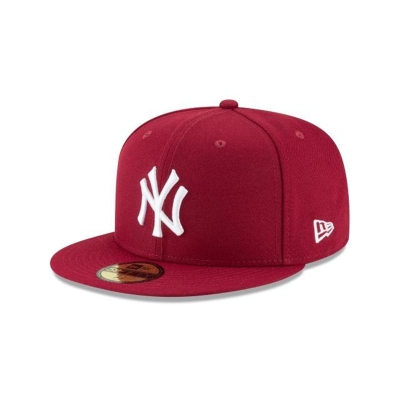 Red New York Yankees Hat - New Era MLB Cardinal Basic 59FIFTY Fitted Caps USA7482315